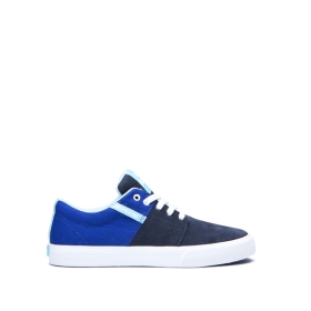 Supra Kids STACKS II VULC Low Top Shoes Royal/Navy/white | US-12303